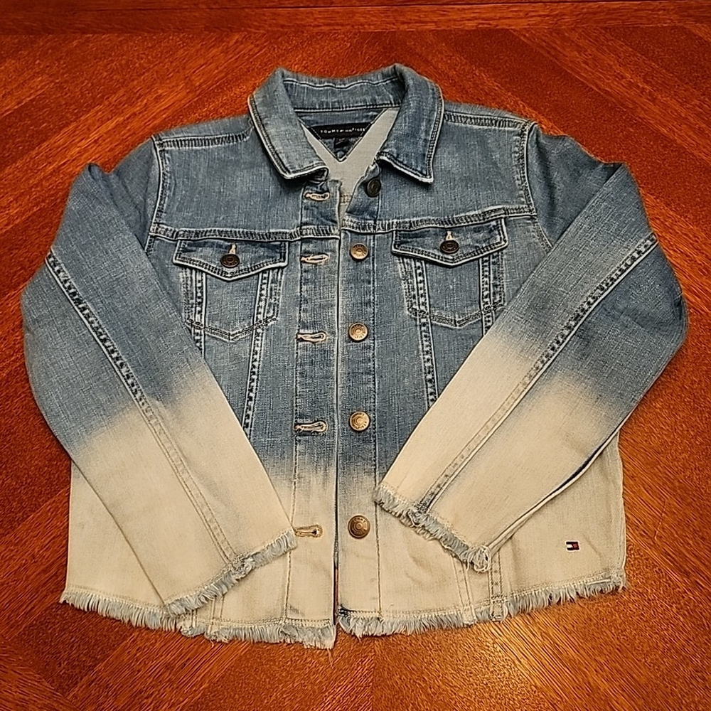 Tommy Hilfiger Women's Bleached Denim Jacket Y2K Size Small A1